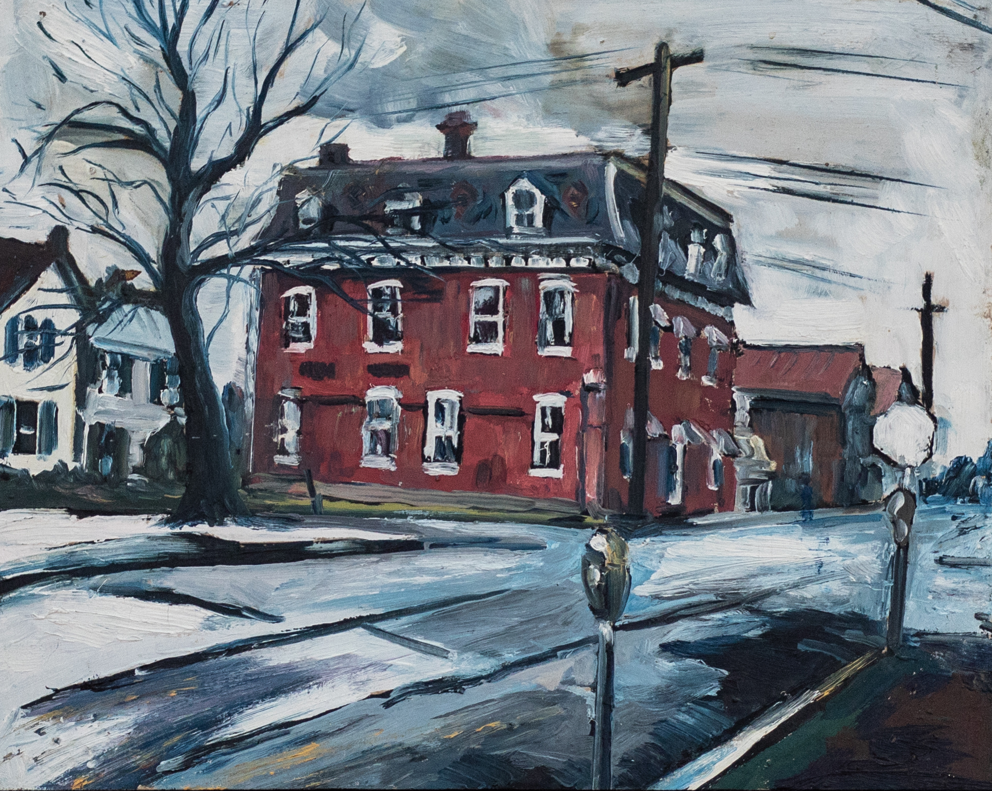 Kinnett, Doug. Shepherdstown 32. Oil on Wood. 1973.